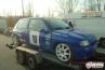 La Clio di Marco Gianesini e Sabrina Fay sul carrello alle verifiche del 3° Colli Brianzoli 2003