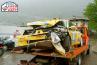 La Clio di Musti-Cobianchi dopo l'uscita di strada alla 48° Coppa Valtellina (22/05/2004)