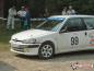 La Peugeot 106 di Alessandro Butti ed Elena Rigamonti al riordino con i segni della toccata al 22° Rally di Vallecamonica (11/09/2004)